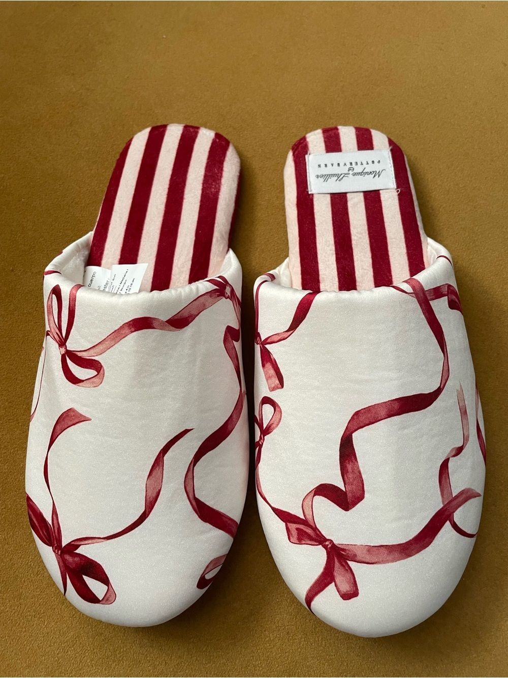 Monique Lhuillier + Pottery Barn Aubree Bow Slippers L